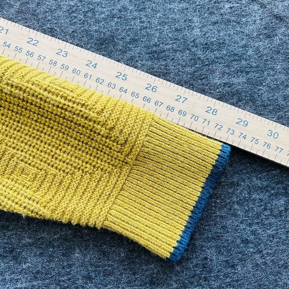 Bonobos Large Slim Fit Wool Alpaca Blend Knit Pullover Sweater Yellow Argyle - Picture 10 of 11